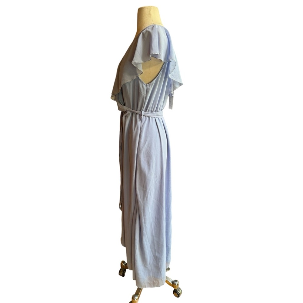 Simplee Apparel Light Blue High-Low Ruffle Wrap Dress - Picture 4 of 7